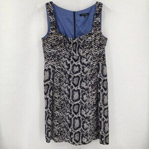 Nanette Lepore Snake Charmer tank shift silk dress navy blue white women 12